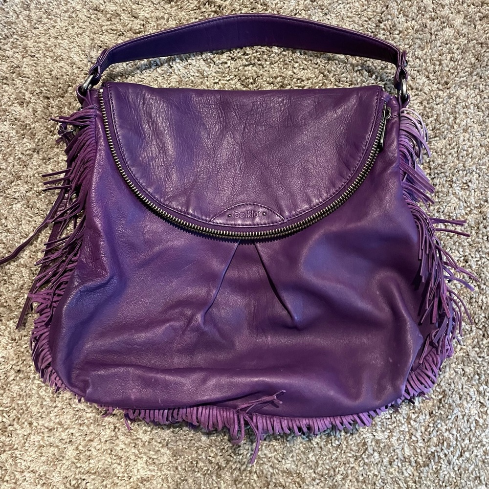 Botkier purple leather handbag with fringe